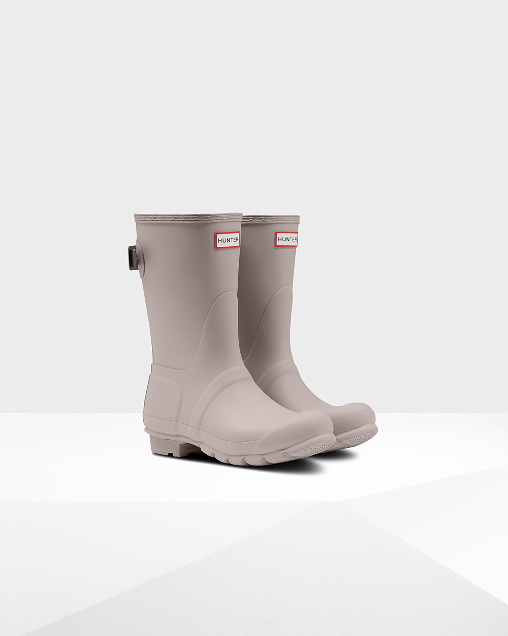 Womens Short Rain Boots - Hunter Original Back Adjustable (05MIKZRUA) - Grey